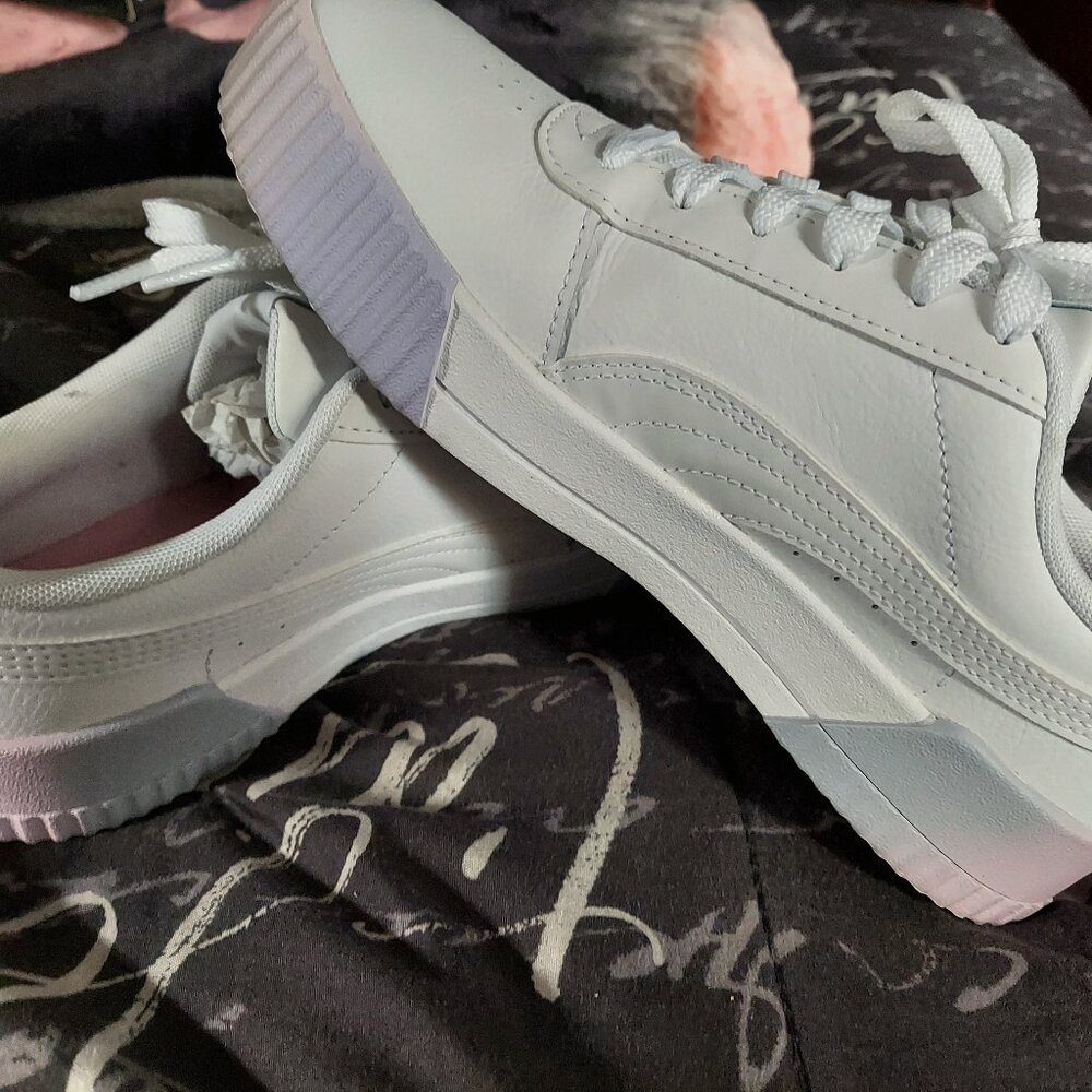 White, Purple, Pink Pumas Women size 7 (worn only once)